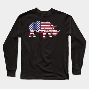 American Flag Rhino USA Conservation TShirt Long Sleeve T-Shirt